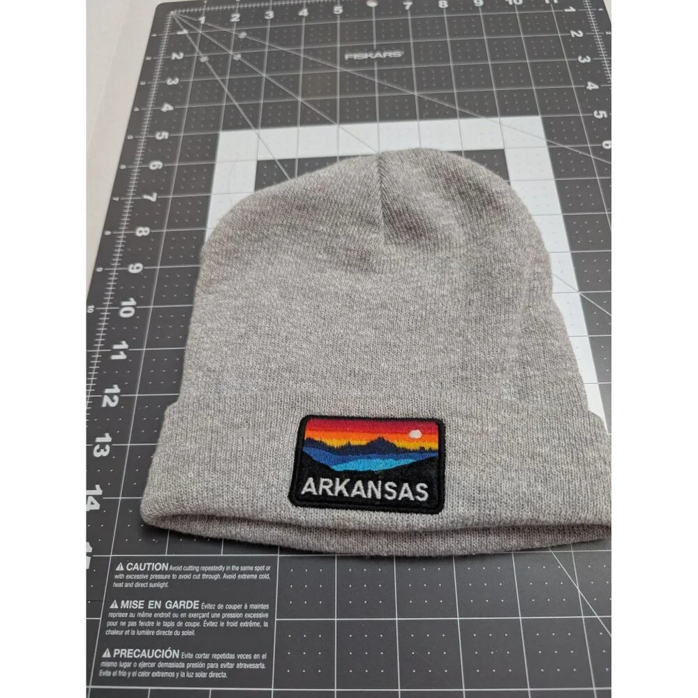 Legacy Gray Knit Beanie Arkansas sunset lake patch winter hat adult size - Picture 1 of 6